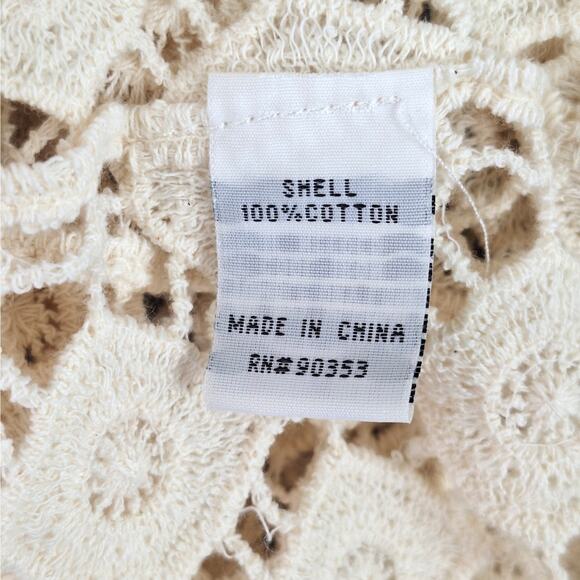 Womens Kimono Medium Crochet Fringe Boho Cottagecore Hippie Country Western - Picture 6 of 7